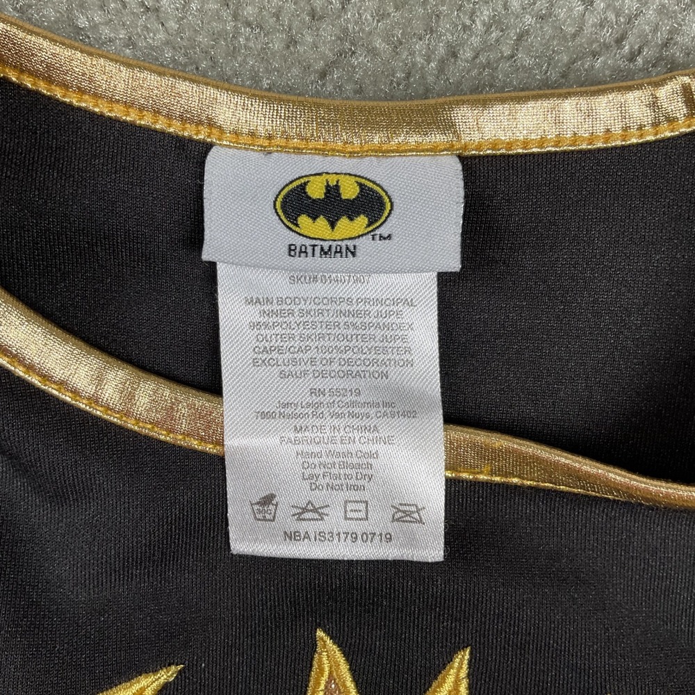 Batman Girls Costume Dress Black Gold Glitter Tutu Superhero Child Small 4-6 - Picture 3 of 7